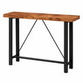 Tavolo da Bar in Acacia e Acciaio 120x60x107 cm, Stile Industriale, Finitura Lucida