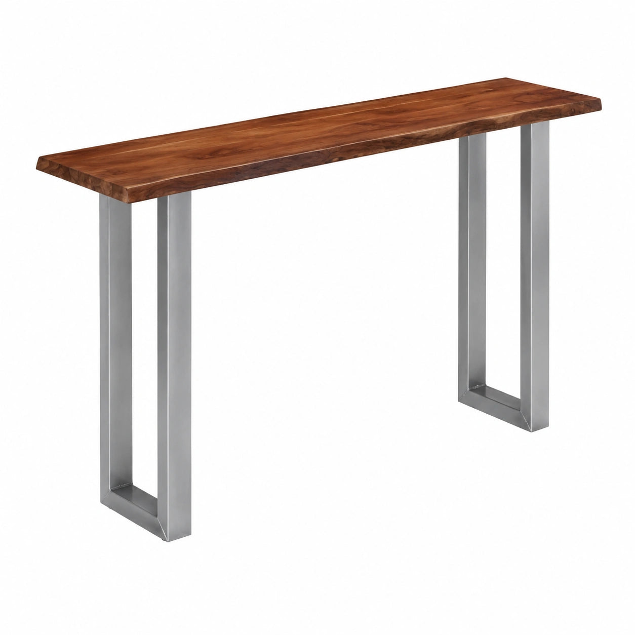 Consolle in acacia massello con struttura in ferro, stile industriale, 115x35x76 cm