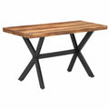 Tavolo da pranzo in acacia e caucciù, stile industriale, struttura in acciaio, 120x60 cm