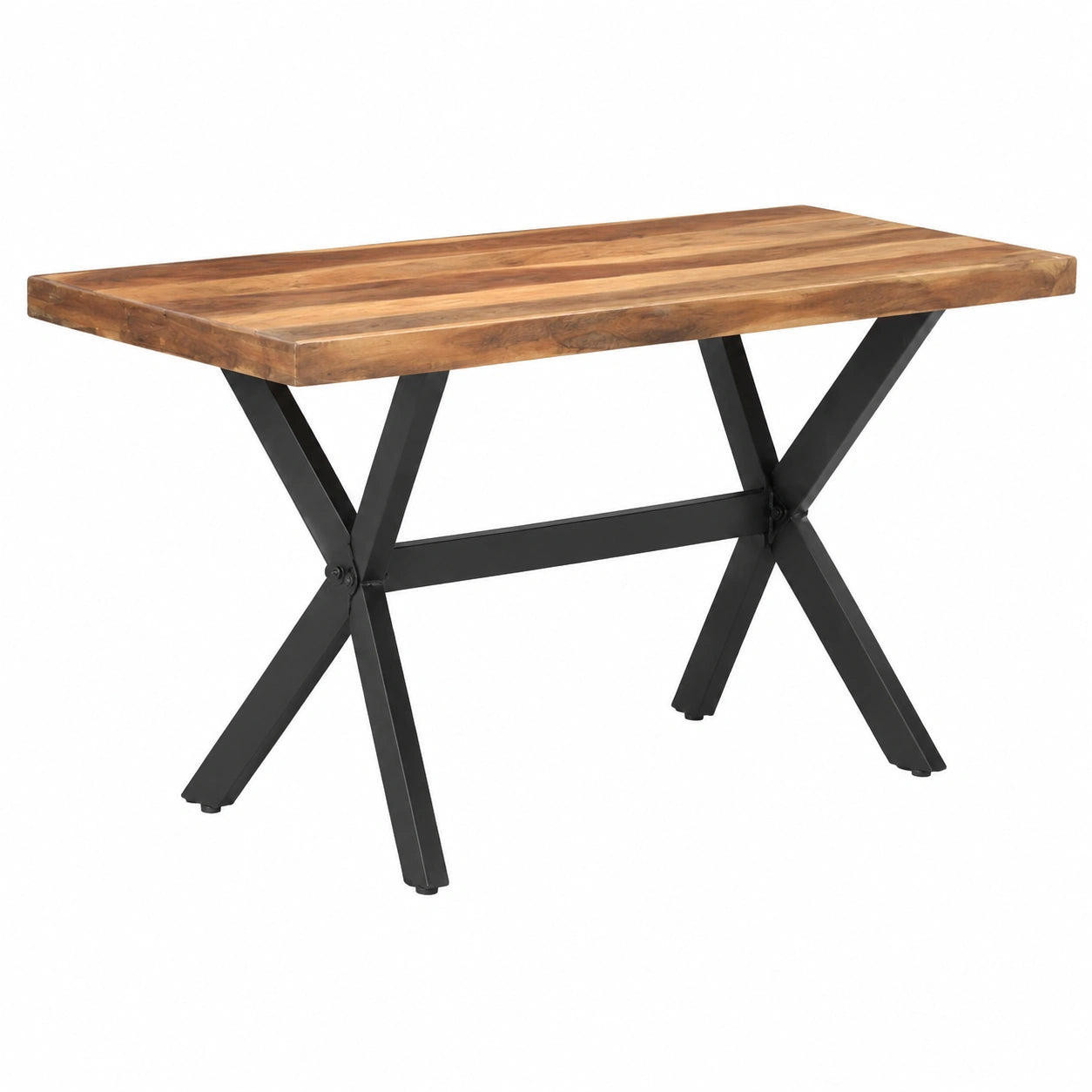 Tavolo da pranzo in acacia e caucciù, stile industriale, struttura in acciaio, 120x60 cm
