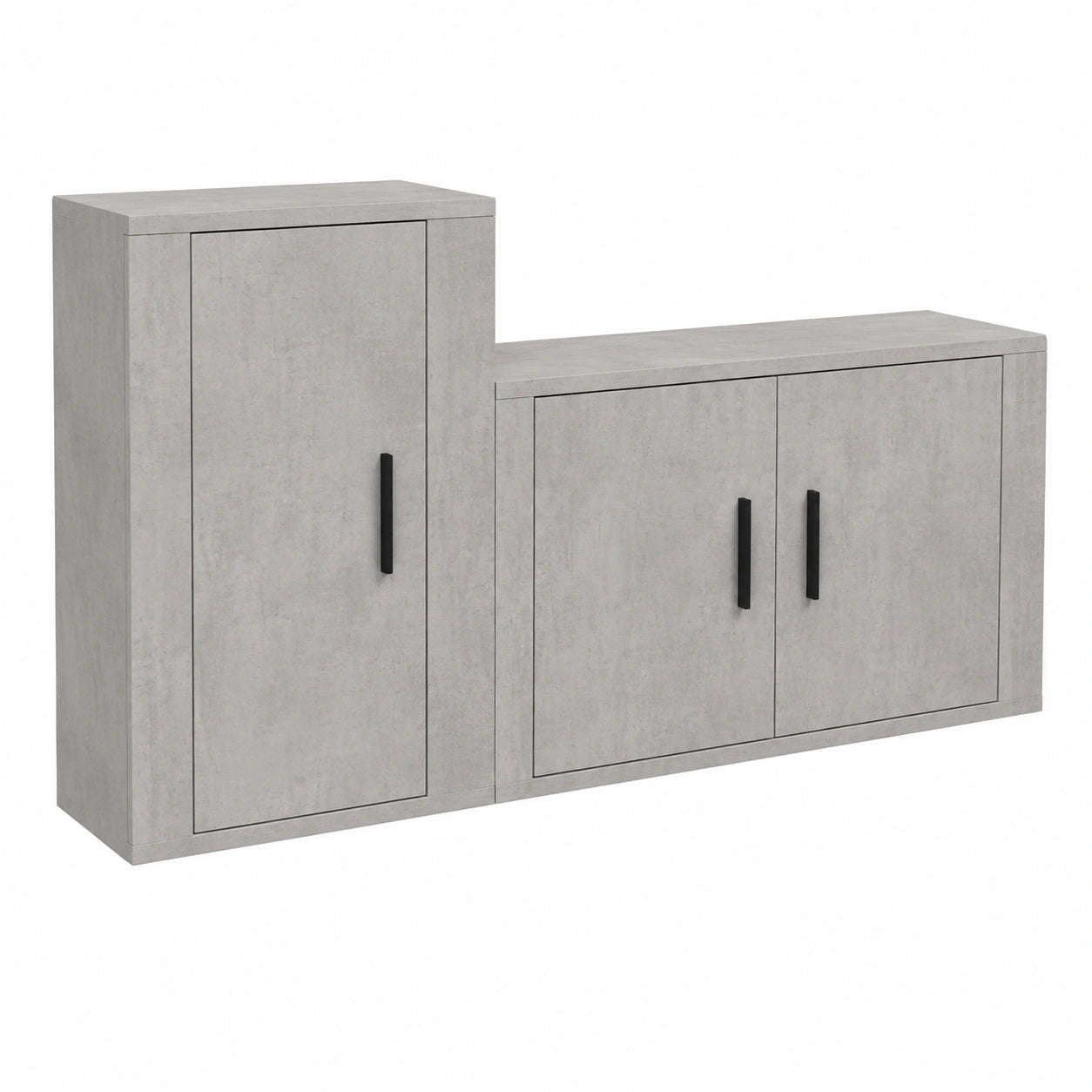 Coppia di mobili TV in legno cemento grigio, design scandinavo moderno per soggiorno