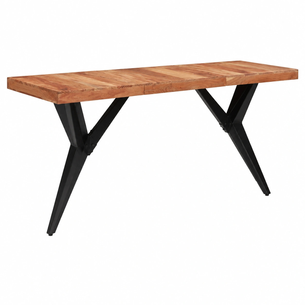 Tavolo da Pranzo Industriale in Legno di Acacia con Struttura in Ferro, 140x70x76cm, Nero, per 4-6 Persone