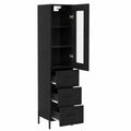 Credenza Moderna in Rovere Nero 180 cm con Scaffali Regolabili