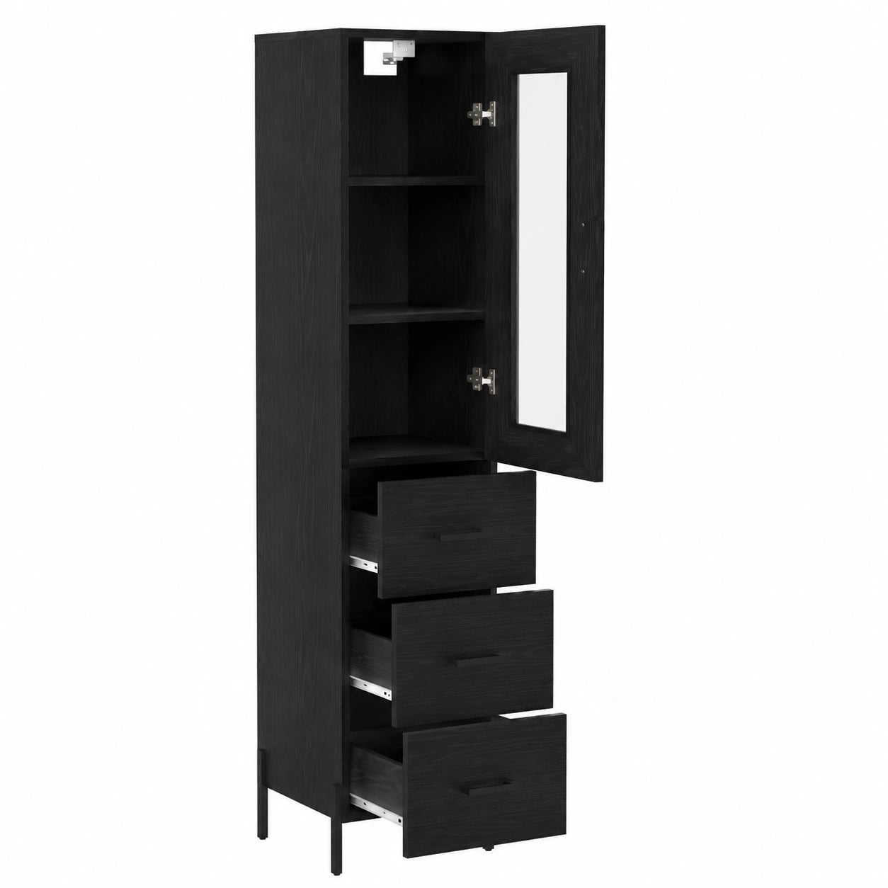 Credenza Moderna in Rovere Nero 180 cm con Scaffali Regolabili