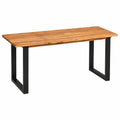 Tavolo da Pranzo in Legno di Acacia 180x90x76cm, Stile Industriale con Gambe in Acciaio Nero