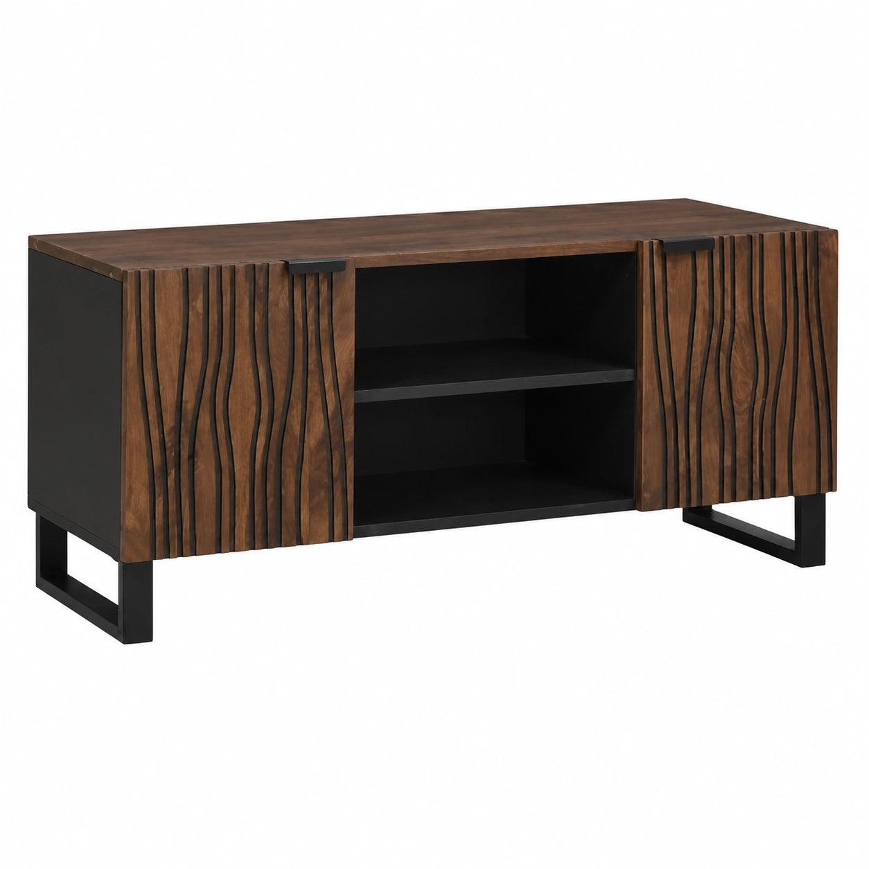Mobile TV in legno noce stile scandinavo, 105x33x46 cm, moderno minimalista, con spazio portaoggetti