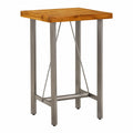 Tavolo rustico in teak riciclato e acciaio per cucina o sala da pranzo, 60x60x107 cm