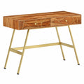 Scrivania industriale in legno di acacia con cassetti e gambe in acciaio, 100x55x75 cm