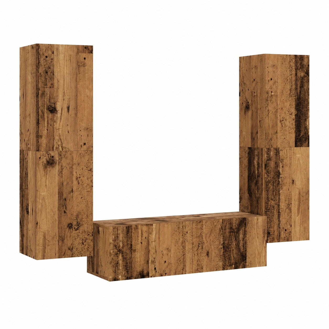 Set di mobili sospesi per TV, 3 pezzi, stile vintage, credenza moderna per soggiorno, spaziosa e montabile in modo flessibile