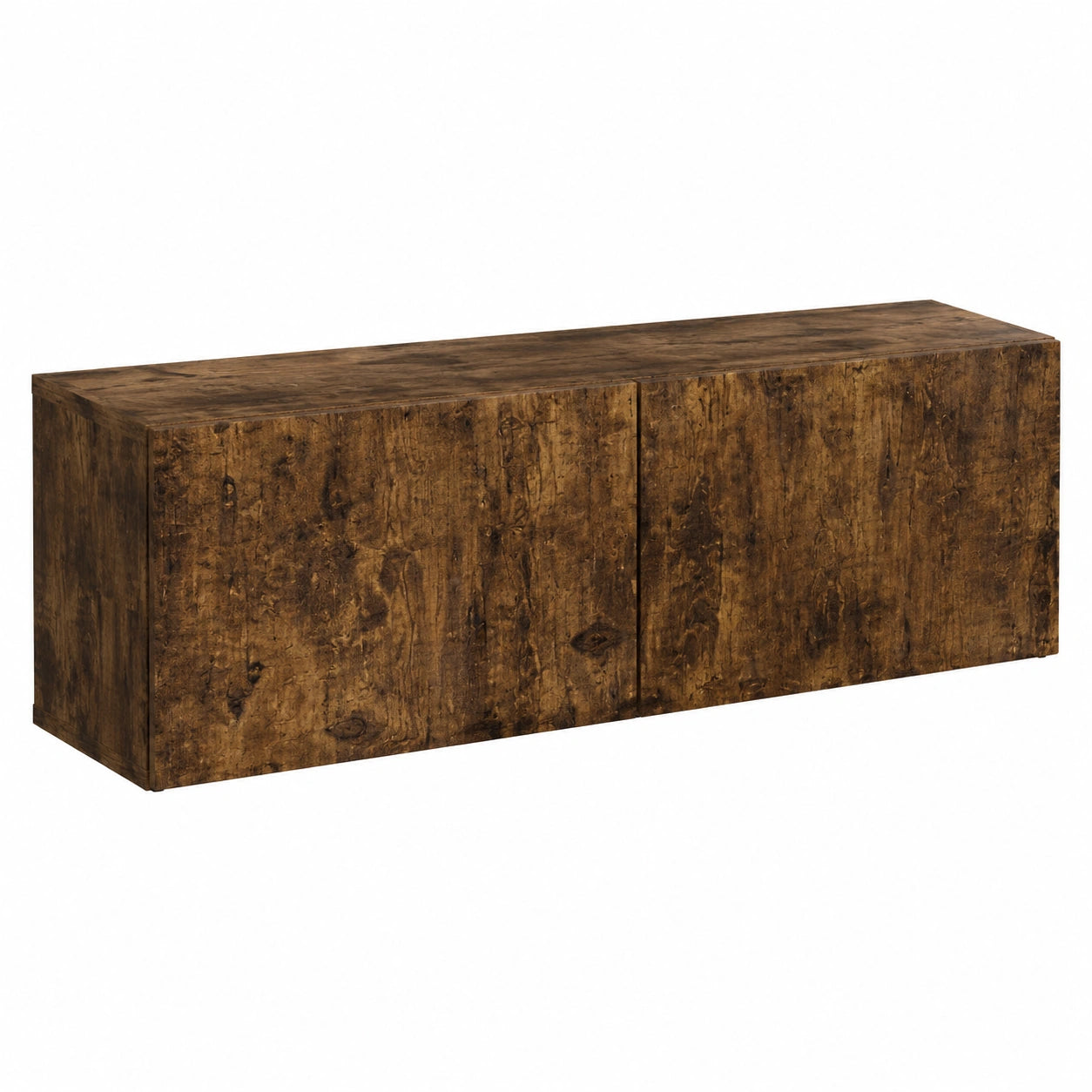 Mobile TV in rovere affumicato con mensole e porta a 90°, design scandinavo