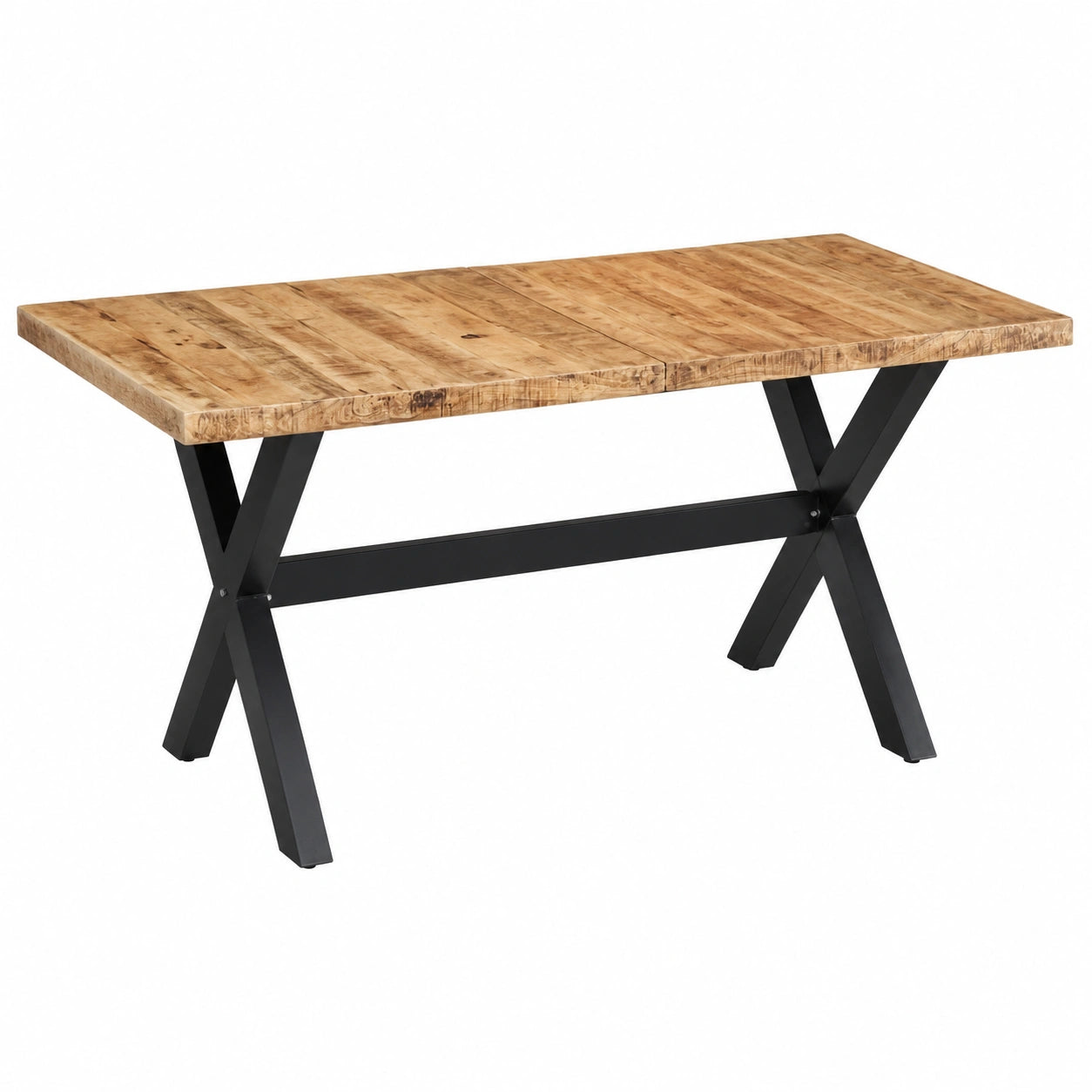 Tavolo da Pranzo Industriale in Legno di Mango e Acciaio 160x80 cm