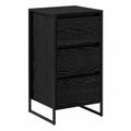 Credenza Moderna in Legno Effetto Quercia Nera con Cassetto e Gambe in Acciaio, 42x36x75,5 cm