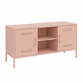 Mobile TV in acciaio rosa, moderno scandinavo con vano portaoggetti, 100,5x39x50,5 cm