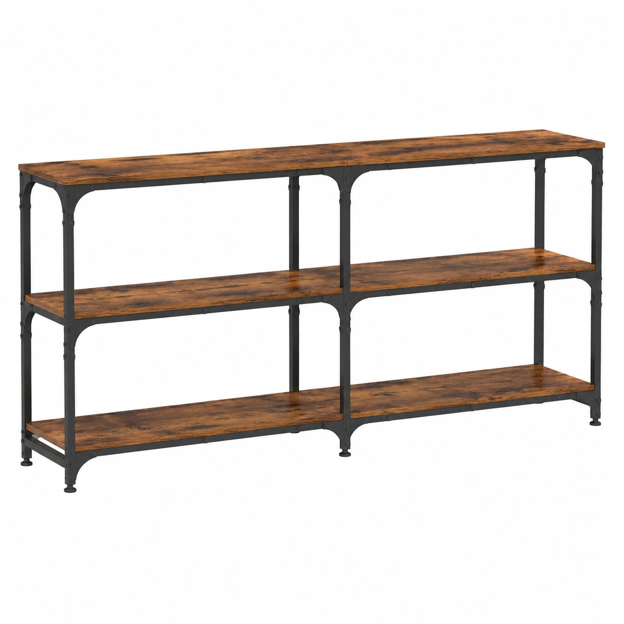 Consolle in Legno Anticato con Telaio in Acciaio, 156x28x80,5 cm, Design Moderno per Corridoio e Soggiorno