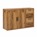 Credenza rustica in legno con ampio spazio, 2 cassetti e ante, ideale per soggiorno e sala da pranzo
