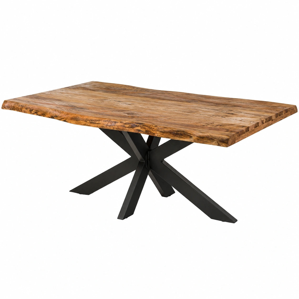 Tavolo da pranzo in legno di sheesham 200x100 cm con gambe incrociate antracite