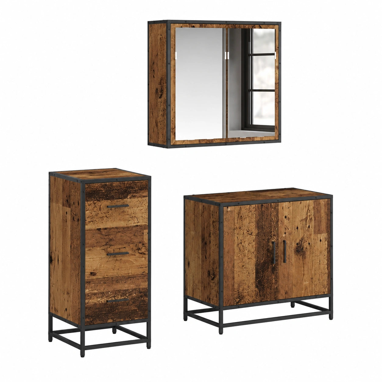 Mobiletto vintage in legno, 76x35,5x35 cm, per soggiorno e ufficio, design minimal, facile montaggio
