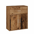 Madia moderna in legno riciclato, 60x31x70 cm con ante e cassetti, ideale per soggiorno e sala da pranzo