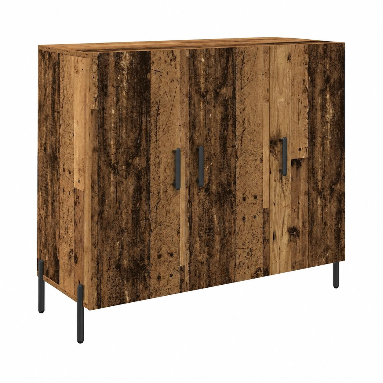 Credenza Moderna con Finitura Legno e Gambe Coniche, 90x34x80 cm, 3 Ante