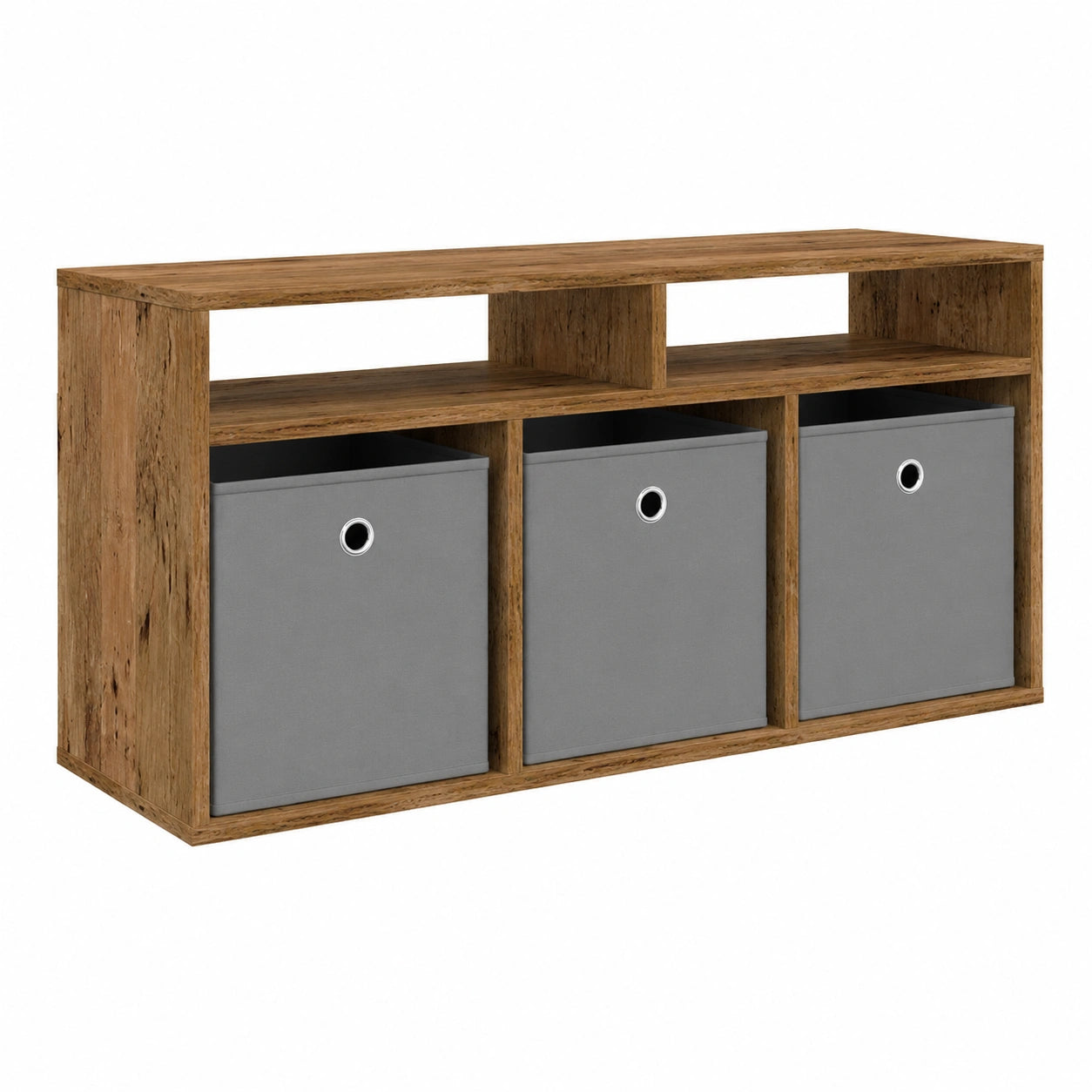 Credenza Moderna in Legno Anticato con 3 Cassetti e 2 Ripiani, Perfetta per Soggiorno e Corridoio, 102x32x48,5 cm