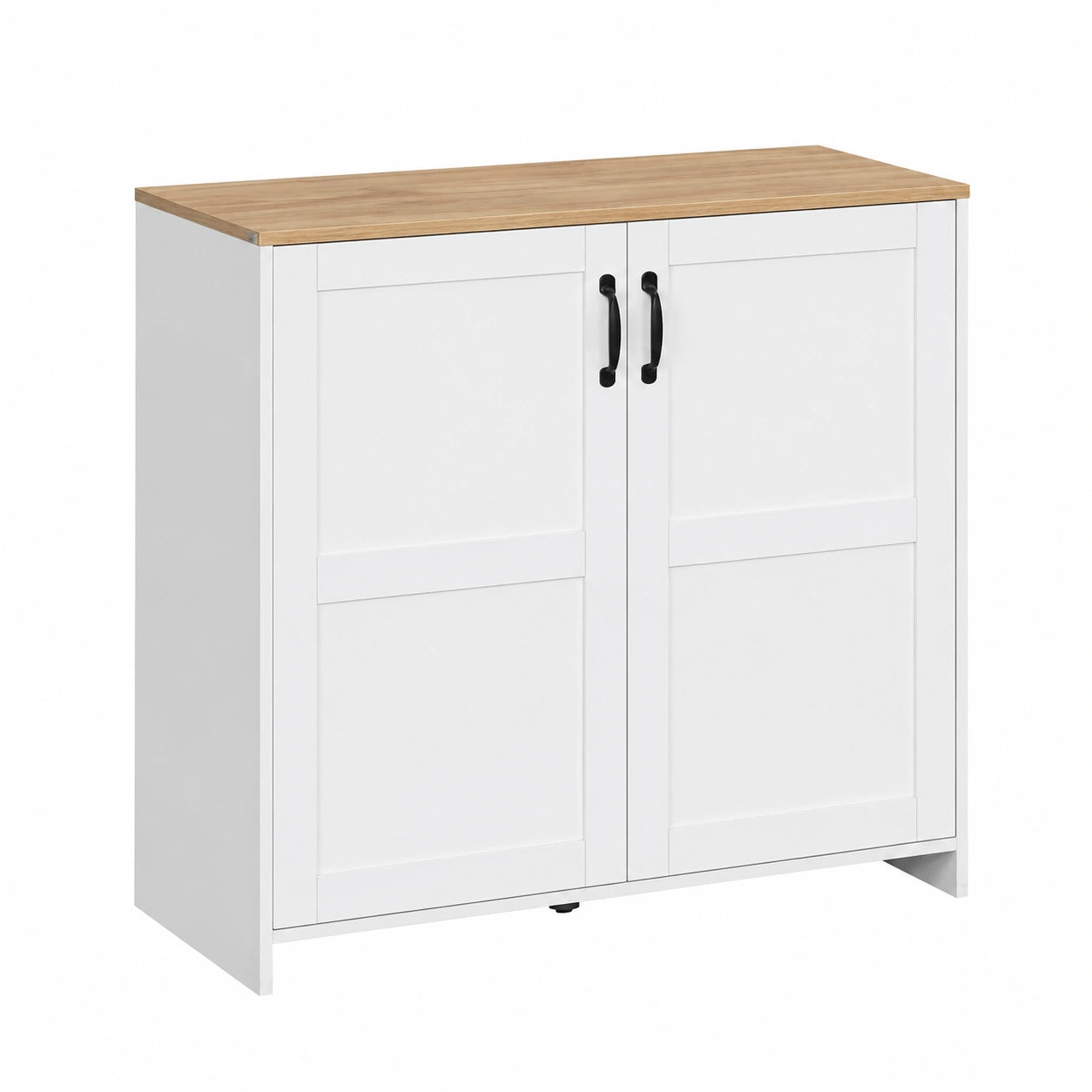 Credenza da Cucina HOMCOM con Armadio e Ripiani Regolabili, Bianco e Legno, 90x39,5x88 cm