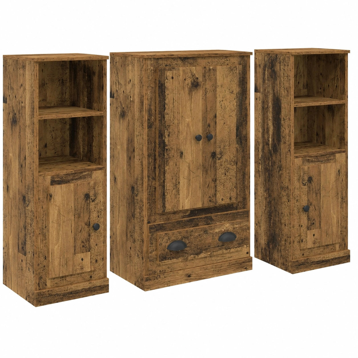 Credenza Moderna in Legno Anticato con 4 Ante e 1 Cassetto