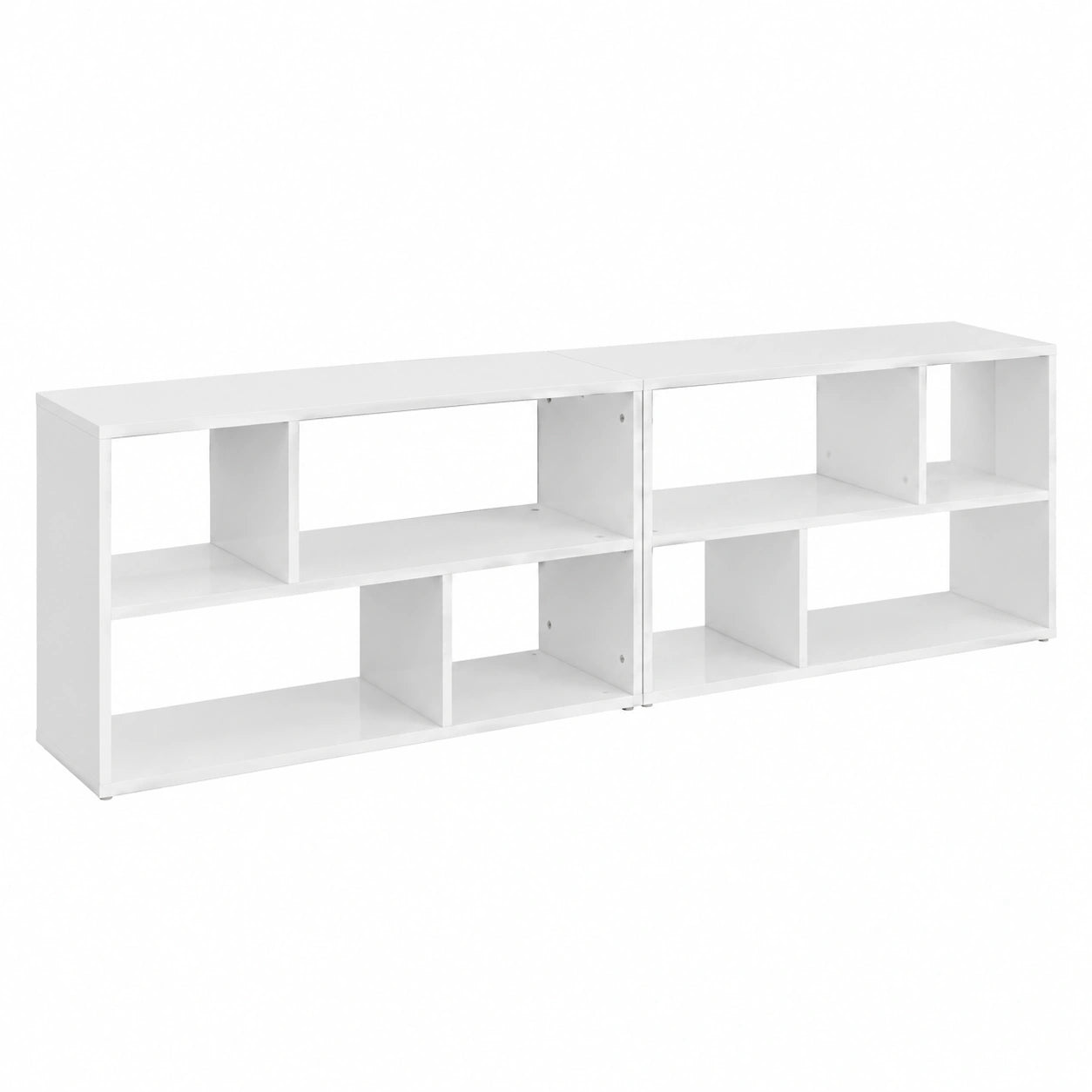 Mobile TV bianco lucido moderno in legno, 149x30x52 cm, scandinavo minimalista per soggiorno