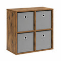 Credenza moderna in legno anticato con 4 cassetti, mobile contenitore per soggiorno e corridoio, 59,5x27x57 cm